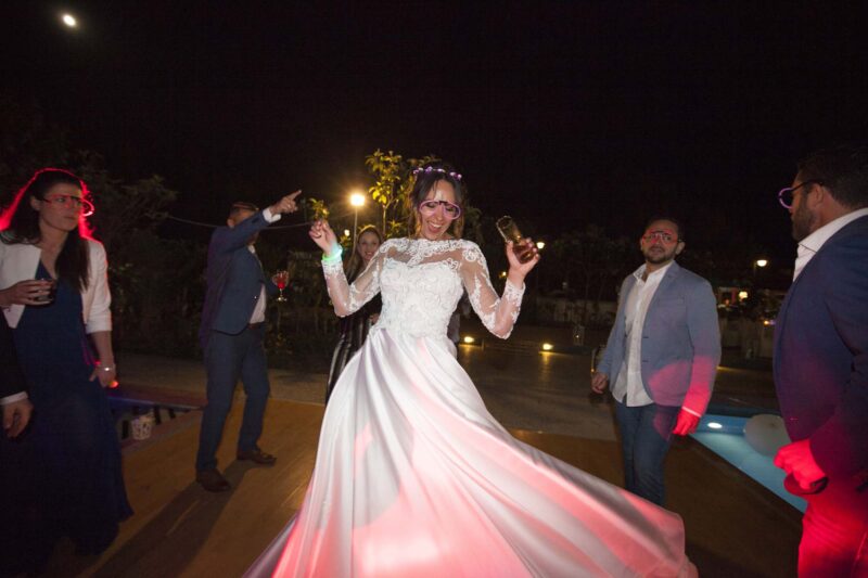 Beautiful bride is dancing